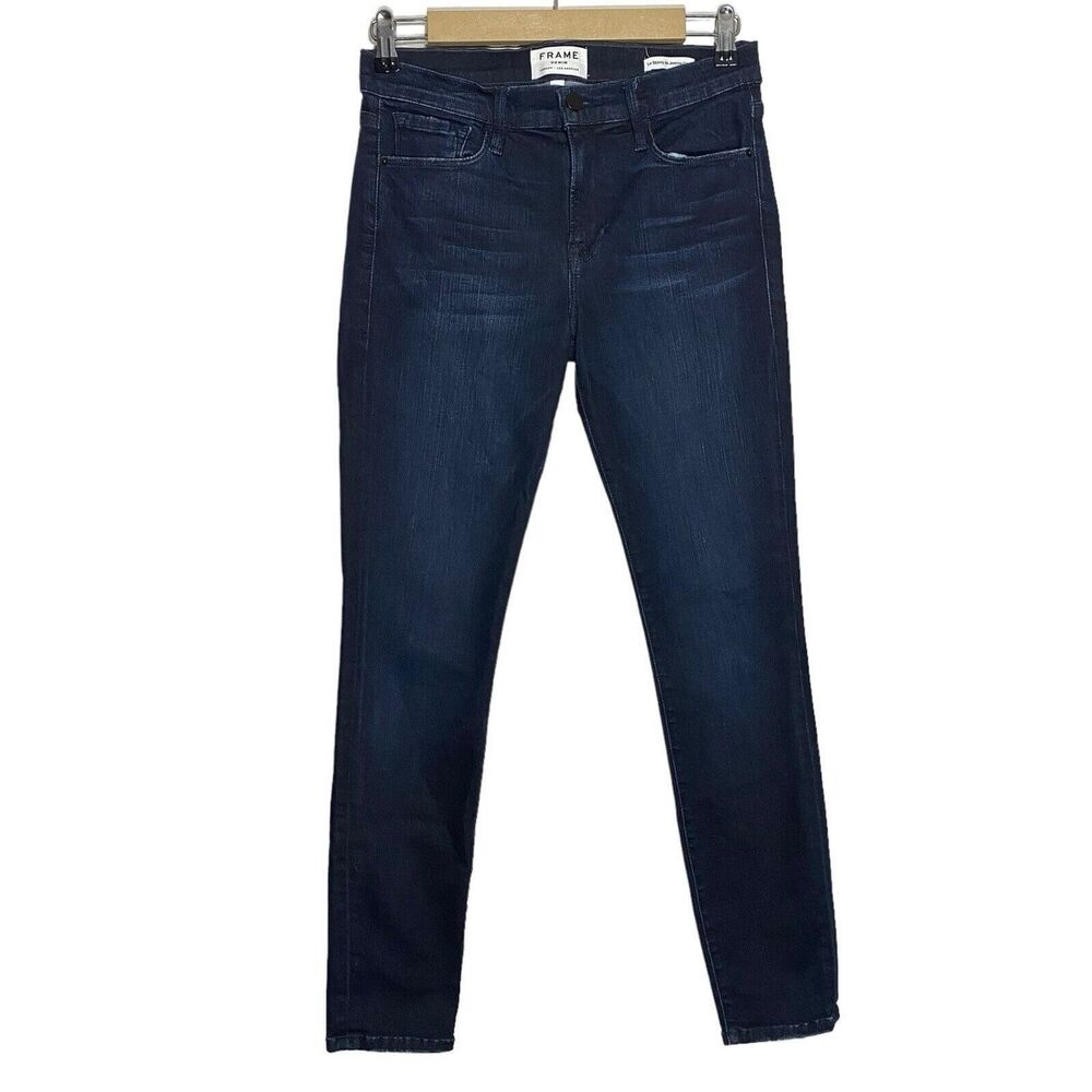 Frame Jeans Womens 28x27 Blue Le Skinny De Jeanne Crop Stretch Dark Wash Denim